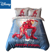 3D marvel iron man queen size comforter cover sets boys cartoon home textile egyptian cotton bedding disney bed linen 3-4pcs 2024 - buy cheap