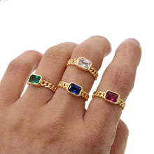 Кольцо с одним камнем золотого цвета квадратное cz элегантное модное шикарное женское кольцо на палец 2024 - купить недорого