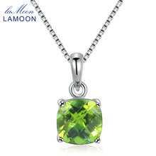 Lamoon 7mm quadrado natural peridot 925 prata esterlina simples pandent corrente colar feminino jóias s925 lmni037 2024 - compre barato