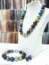 Hot sale new Style >>>>14MM Multi-Color South Sea Shell Pearl Necklace Bracelet Hook Earrings Set 2024 - buy cheap