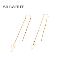 WILD & FREE-pendientes de cadena larga para mujer, aretes con diamantes de imitación, colgantes geométricos triangulares, borla, joyería 2024 - compra barato