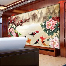 beibehang 2015 big fashion custom personalized TV peony wallpaper mural wall mural painted background wallpaper PAPEL de parede 2024 - buy cheap