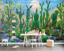 Beibehang Custom wallpaper Nordic Hand Painter Tropical Plant Cactus Living Room Bedroom TV Background Wall 3d Wallpaper mural 2024 - buy cheap