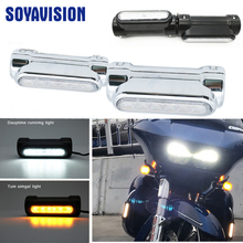 Preto chrome motocicleta estrada barra switchback transformar sinal de luz âmbar branco led indicador barras acidente para harley touring vitória 2024 - compre barato