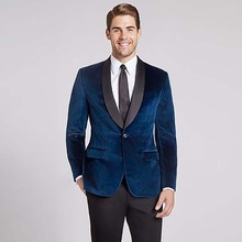 Смокинговый костюм, темно-синий вельветовый смокинг с отложным воротником, винтажный червь, мужской костюм для свадьбы, вечеринки, выпускного бала, блейзер + брюки 2024 - купить недорого