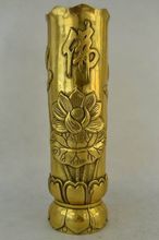 Exquisite Chinese Old Handwork Copper Carve with Lotus & Buddha Incense Vase 2024 - buy cheap