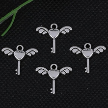 Angel Wings Key Charms Pendants Vintage Silver 10PCS For Women  Bracelets Necklace Fashion Jewelry Making DIY Accessories S420 2024 - buy cheap