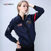 Lusumily 2021 New Bomber Jacket Women Plus Size 4xl Loose Military Pilot Jacket Patches Woman Ladies Thin Coat Ma1 Jackets Femal 2024 - buy cheap