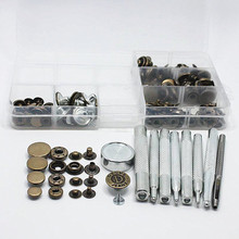 10-17mm 5Style 50set Metal Snap Fastener Press Stud Buttons Poppers Leather Craft Jeans Button+9pcs Fixing Tools Kit+Storage Box 2024 - buy cheap