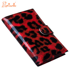 Red Smooth leopard print buckled card PU Leather women Travel Passport Holder Embossing Passport Cover Credit Card ID Bag 2024 - buy cheap