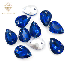 Diamantes de imitación de cristal azul real para costura, accesorios de boda para vestido, 10x14/13x18mm 2024 - compra barato