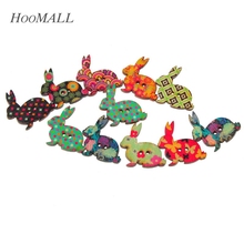 Hoomall 2017 Wholesale 50pcs Mixed 2 Holes Rabbit Wooden Buttons Fit Sewing and Scrapbooking 3.2x3cm For DIY 2024 - buy cheap