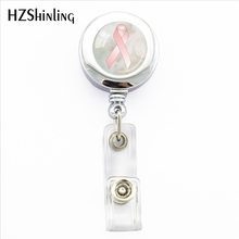2017 New Breast Cancer Awareness ID Card Holder Cancer Survivor Badge Holder  Ribbon Photo Badge ID Reel 2024 - buy cheap