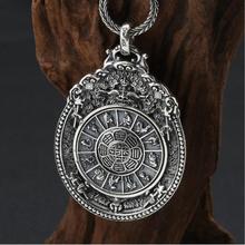 Large 925 Silver Nine Direction Eight Symbols Amulet Sterling Tibetan Direction-Symbol Pendant Necklace Buddhist Vajra Pendant. 2024 - buy cheap