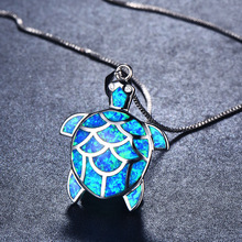 Moda mar tartaruga animal pingente colar azul opala gargantilha colares para mulher boho praia corrente jóias bijoux femme 2024 - compre barato