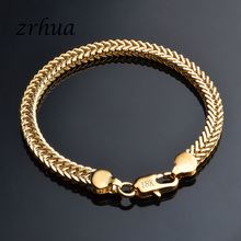 ZRHUA, новый модный браслет золотого цвета из нержавеющей стали, браслет для друзей, Мужская цепь, оптовая продажа, модные ювелирные изделия высокого качества 2024 - купить недорого