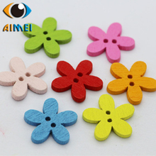 100pcs Multi-color Diameter 1.5cm Flowers Wood Buttons For Clothing Sewing Wooden Button For Needlework Accessories For Handwork 2024 - buy cheap