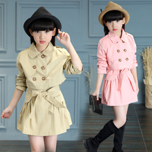 New TWO Pieces Girls Trench Coat  Girls Jackets Khaki And Pink Color Children Outerwear Girls Jacket 6BCT106 2024 - buy cheap