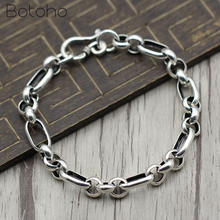 S925 Sterling Silver Lovers' bracelets Simple Circle Buckle bracelet Men Women Thai Silver To Do The Old Wristband Fine Jewelry 2024 - buy cheap