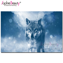 Sophie Beauty Diy Diamond Full Cross Stitch Big Wolf Animal Picture Diamond Embroidery Rhinestone Painting Home Decoration SBY42 2024 - buy cheap