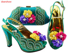 Doershow/прекрасные туфли и сумочка в комплекте; комплект из обуви и сумки в африканском стиле для вечеринки; модные женские туфли и сумочка в нигерийском стиле; SJZS1-4 2024 - купить недорого
