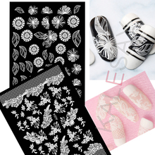 Белые кружевные пустые цветы наклейки для ногтей маникюра, дизайнерские наклейки, Самоклеящиеся Переводные Фольга для ногтей, художественные наклейки, украшения 2024 - купить недорого