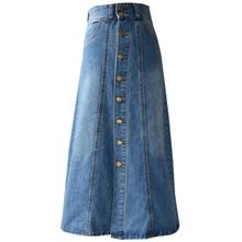 Denim skirt women spring autumn high waist single breasted a-line package hip jeans skirt 2024 - buy cheap