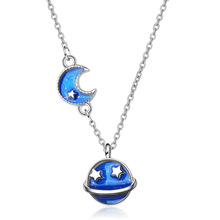 New Design Blue Sky Moon Star   Chokers Necklaces for Women Girls 2019 Fashion Necklace Pendant Jewelry 2024 - buy cheap