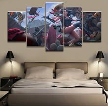 5 Panel Japanese Samurai Girl Animation Canvas Printed Painting For Living Room Wall Home Decor Picture Artworks Modern Poster 2024 - buy cheap