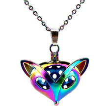 C128 Rainbow Color Magnetic Head of Fox Beads Cage Pendant Locket Necklace Aroma Essential Oil Diffuser-Fun Gift 2024 - buy cheap