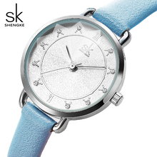 Shengke relógios femininos relógio de pulso de couro de luxo para a moda feminina relógios de quartzo bayan kol saati diamante reloj mujer 2022 2024 - compre barato