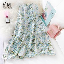 YuooMuoo 2019 Summer Women Elegant Midi Skirt Fashion Brand A-line Female Chiffon Skirts High Waist Retro Print Ladies Skirt 2024 - buy cheap