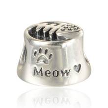 Fish Bone Meow Beads With CZ Autumn Animal Charm 925 Sterling Silver Suitable for Pandora Style Charm Bracelets 2024 - buy cheap