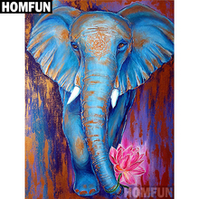 Homfun quadrado completo/broca redonda 5d diy pintura de diamante "elefante lótus" bordado ponto cruz 5d decoração de casa presente a06890 2024 - compre barato