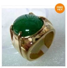 Бесплатная доставка P & P ******* мужское кольцо из тибетского зеленого камня размер 10 2024 - купить недорого