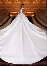 Vestido de noiva com ombro de fora, vestido de casamento muçulmano, apliques de cetim, vestido de noiva, estilo boho, dubai, arábia 2024 - compre barato