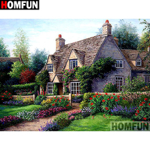 Алмазная живопись HOMFUN A00441 «живописный дом», картина с полными квадратными/круглыми стразами, вышивка крестиком, домашний декор, 5D 2024 - купить недорого