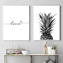 Nordic Poster Black And White Fruit Pineapple Picture Canvas Prints Lover Quote Painting Wall Art For Living Room Home Decor 2024 - buy cheap