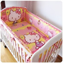 Promotion! 6PCS Baby Bedding Set Cot Crib Bedding Set for girls baby bed bumper  (bumpers+sheet+pillow cover) 2024 - buy cheap
