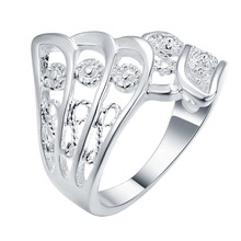 Asa bonita anel banhado a prata, joia fashion de prata para mulheres e homens,/lflimpressão embutida 2024 - compre barato