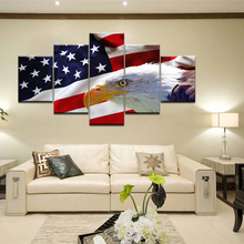 Wall Art Picture 5 Pieces Abstract Animal eagle American Usa Flag Poster For Living room Home Decor Canvas Painting HD Prints 2024 - buy cheap