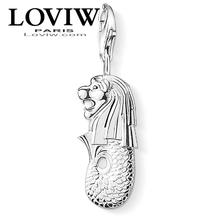 Pingente sereia e leão merlion, pingente em placa de prata puro para pulseira feminina e masculina, joias de berloque, presentes, 2021 2024 - compre barato