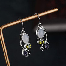 Vintage Flower Lady Drop Earrring Cz Moonstone 925 sterling silver Party Wedding Dangle Earrings for women Fashion Jewelry 2024 - buy cheap