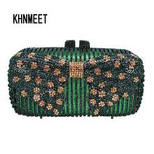 Lovely bowknot Designer Green Crystal Diamond Wedding Purse Factory Customized color Evening Party Bag Day Clutches SC746 2024 - buy cheap