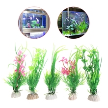 Design plástico artificial plantas de aquário grama fundo fishtank decoração 2024 - compre barato