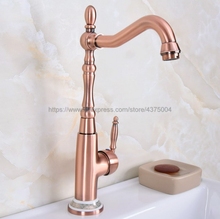 Deck Mounted Single Handle Hole Bathroom Sink Mixer Faucet Antique Red Copper Hot and Cold Water Mixer Tap Nnf627 2024 - buy cheap