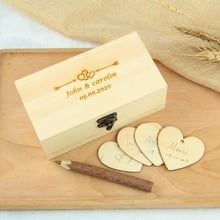 Personalized Wedding guest book wedding box with hearts Custom logo Wooden Keepsake box rustic wedding guestbook 2024 - buy cheap