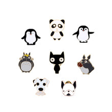 Cute Cartoon Black White Brooches For Women Panda Penguin Cat Dog Enamel Hijab Pins Badge Lapel Pin Shirt Jackets Men Jewelry 2024 - buy cheap