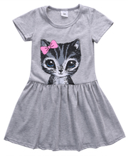 Vestido de verano para niña de 90-2018 cm, estampado de gato, color gris, novedad, 130 2024 - compra barato