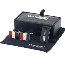 MeMolissa Display Box Ethnic Mens Cufflinks French Flag Design Cufflinks Red & White & Blue Stripes Design Free Tag & Wipe Cloth 2024 - buy cheap